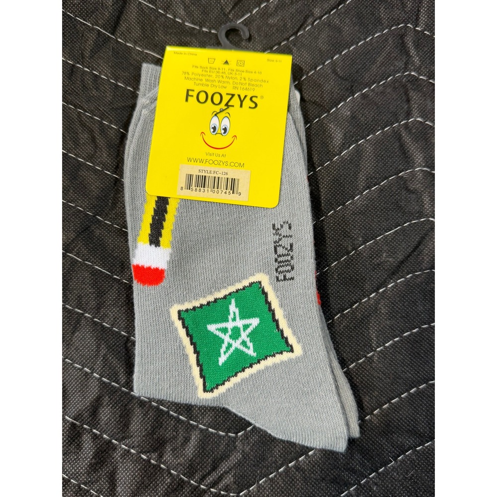 Foozys Crew Socks Womens 9-11 Gray NWT Teacher School Apple Report Card FC-126 - Picture 2 of 3